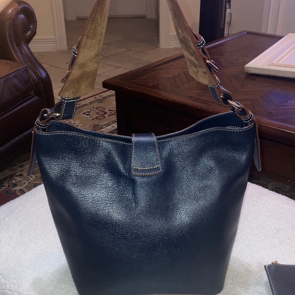 Dooney & Bourke NWOT 3 piece set Navy Blue Pebble Leather hobo Bag key fob/pouch - Picture 7 of 16